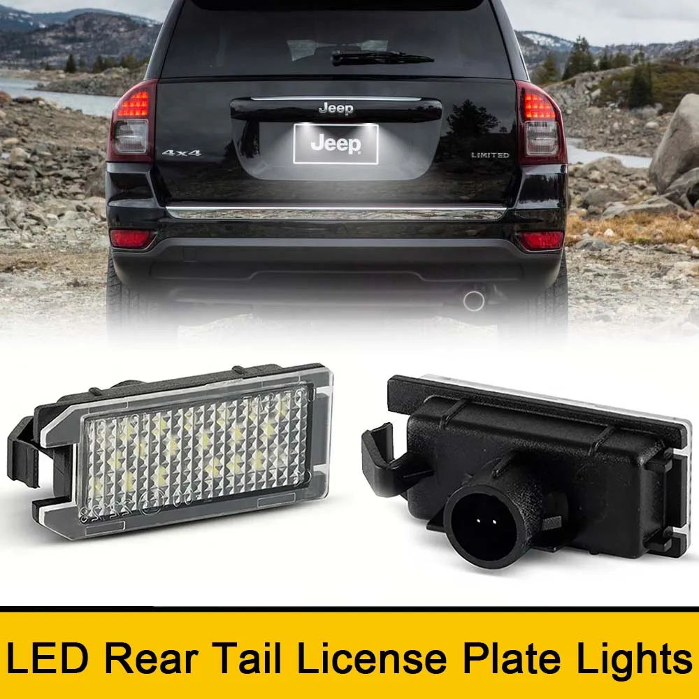 2x LED Tail License Plate Lights No Error Stop Lamp For Fiat 500 Jeep Patriot Jeep Grand Cherokee Compass MK4 MK5 OEM 68228931AA