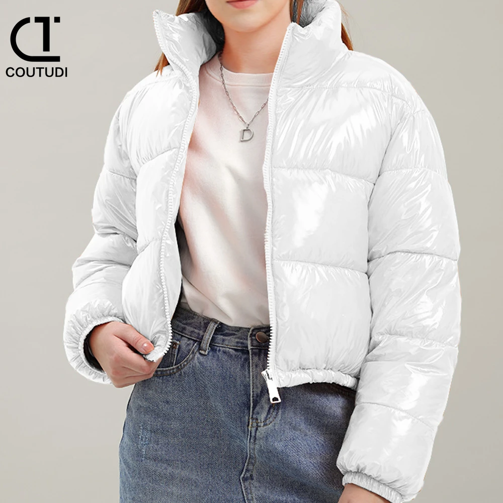 COUTUDI-Y2K Bright Color Short Down Coat for Women, Long Sleeve Puffer Jacket, Parkas Outerwear, Korean Fashion