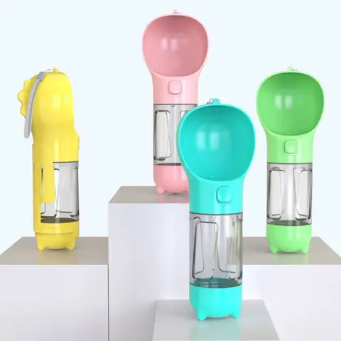 【2025 New 】 애완동물 여행 컵 식품 저장 기능이 있는 휴대용 개 물병, 환경 친화적인 누출 방지, 한 손으로 개 액세스