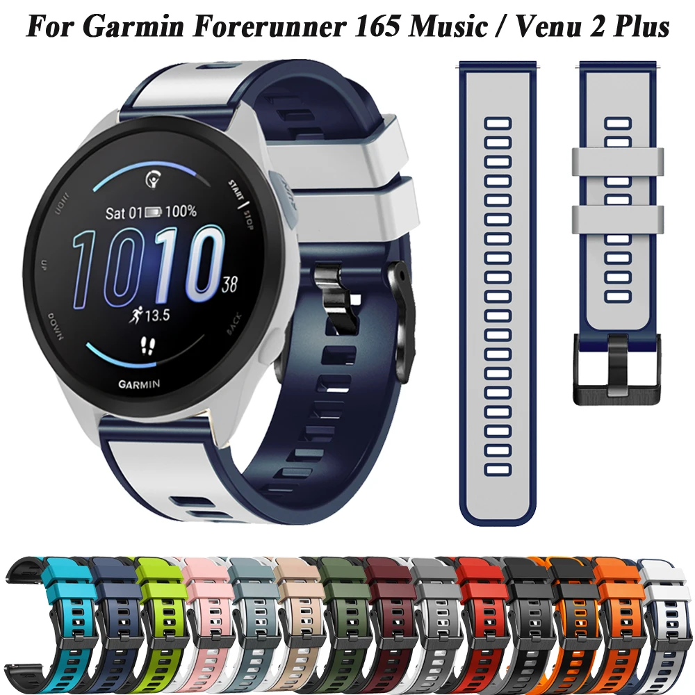 Cinturino per cinturini da 20MM per Garmin Forerunner 165 Music Smart Watch Silicone per Forerunner 245 645 158 /Venu 2 Plus/SQ 2 bracciale