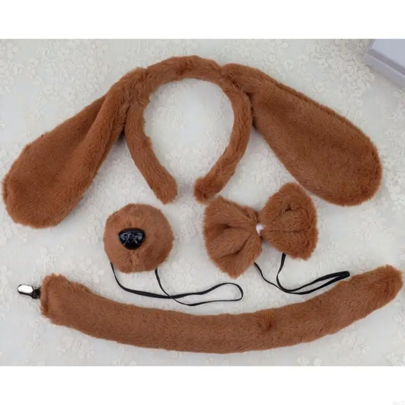 M6CC Family Gathering Dog Ear Headband Tail Cosplay Costume School Drama Stage Suit