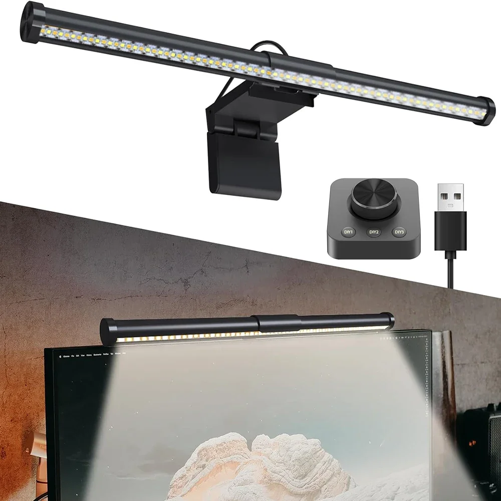 

Wiscolor Computer Monitor Light Bar Remote Control Multiple Screen Lamp USB Powered, E-Reading LED Hanging Light for Office/Home