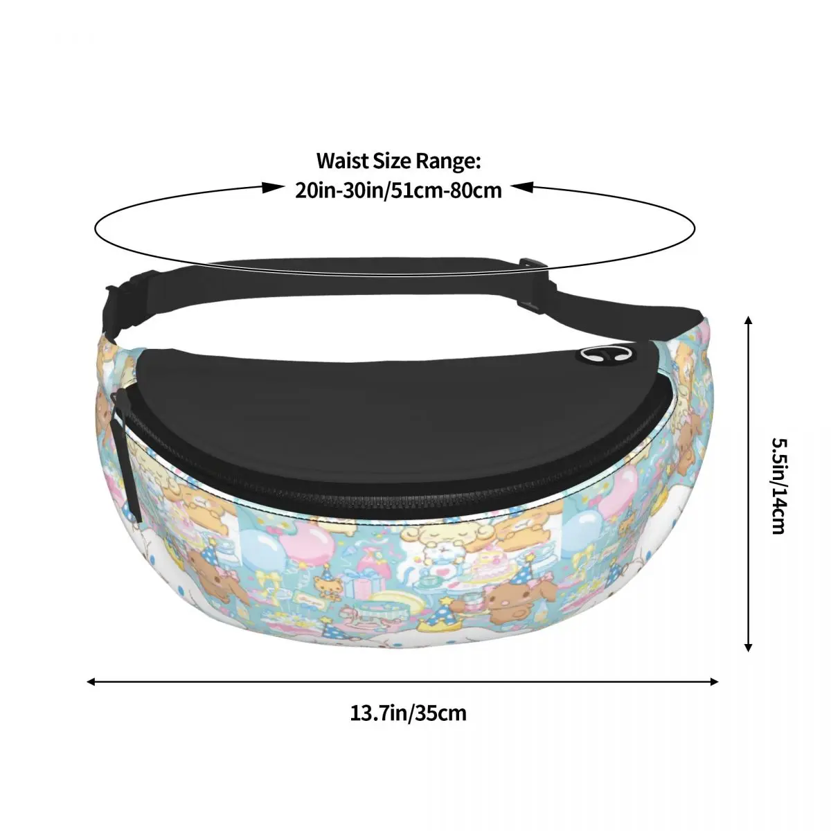 Custom Cool Cinnamoroll Cartoon Fanny Pack para homens e mulheres, Anime Crossbody saco de cintura, telefone bolsa de dinheiro, ciclismo, camping