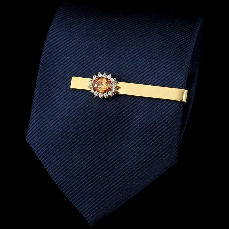 High-end Men\'s Tie Clip Mens Fashion Formal Wedding Dress Necktie Accessories Jewelry New Luxury Zircon Ties Clips Gift for Men