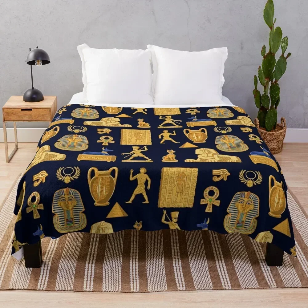 

Ancient Egyptian Treasure Throw Blanket Bed covers christmas gifts Thin Hairys Blankets