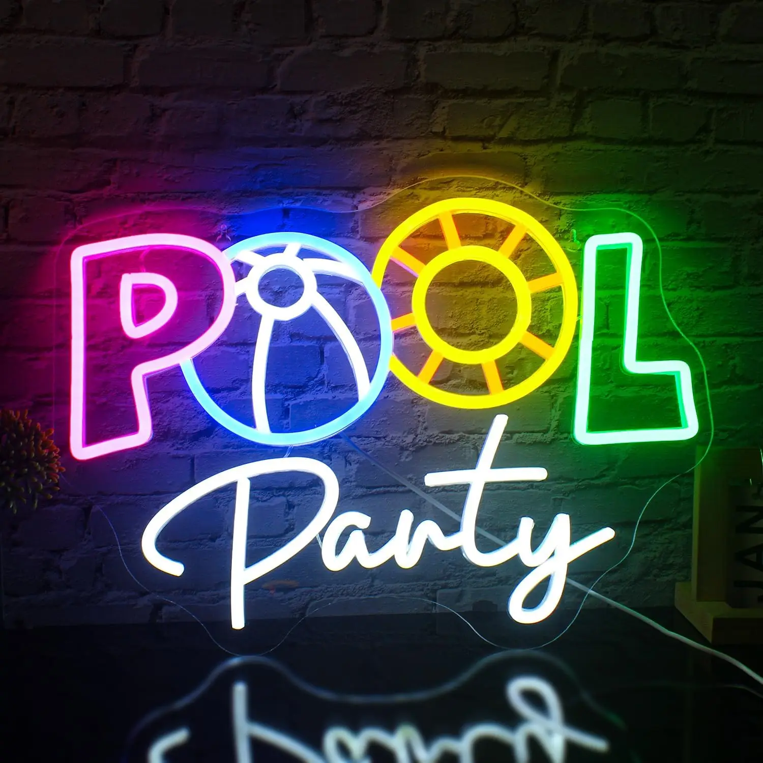 Imagem -02 - Led Neon Sign For Room Wall Decor Pool Party Usb Powered Acrílico para Piscina Decoração de Festa de Aniversário Quarto Art Logo Decor