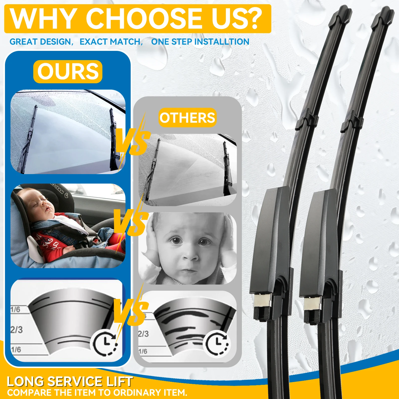 Erick\'s Wiper LHD Front Wiper Blades For Audi A6 C5 4B 1997 - 2004 Windshield Windscreen Window Rain Brushes 22\