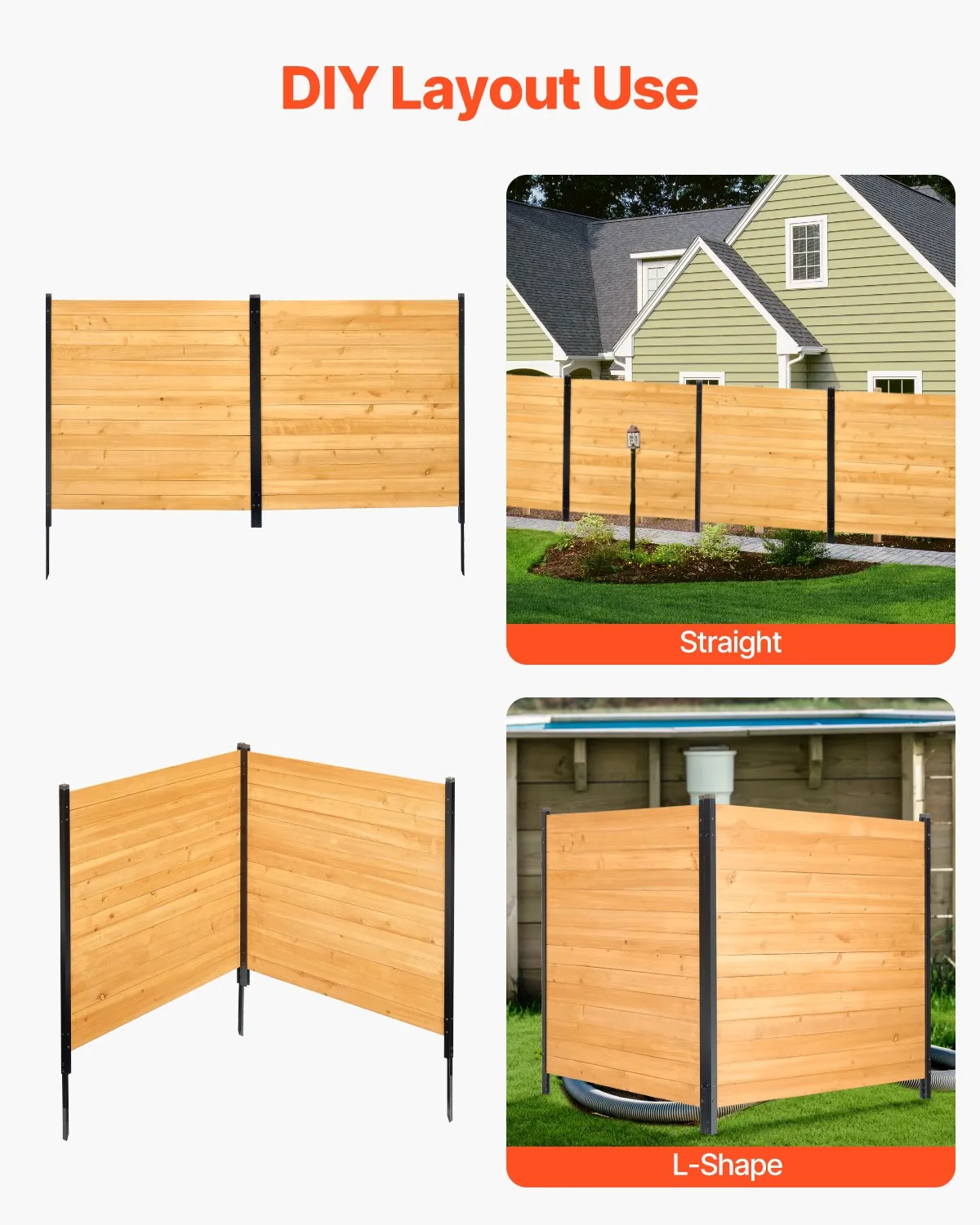 سياج خصوصية خشبي مكون من لوحتين سياج مكيف هواء خارجي صلب مقاس 38 بوصة عرض × 42 بوصة طول