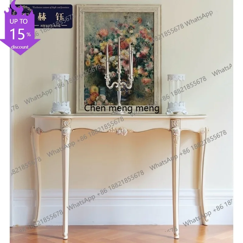 

Q178 Европейский декоративный столик для прихожей из массива дерева с резьбой в виде цветов, в американском неоклассическом стиле, для фойе, туалетный столик