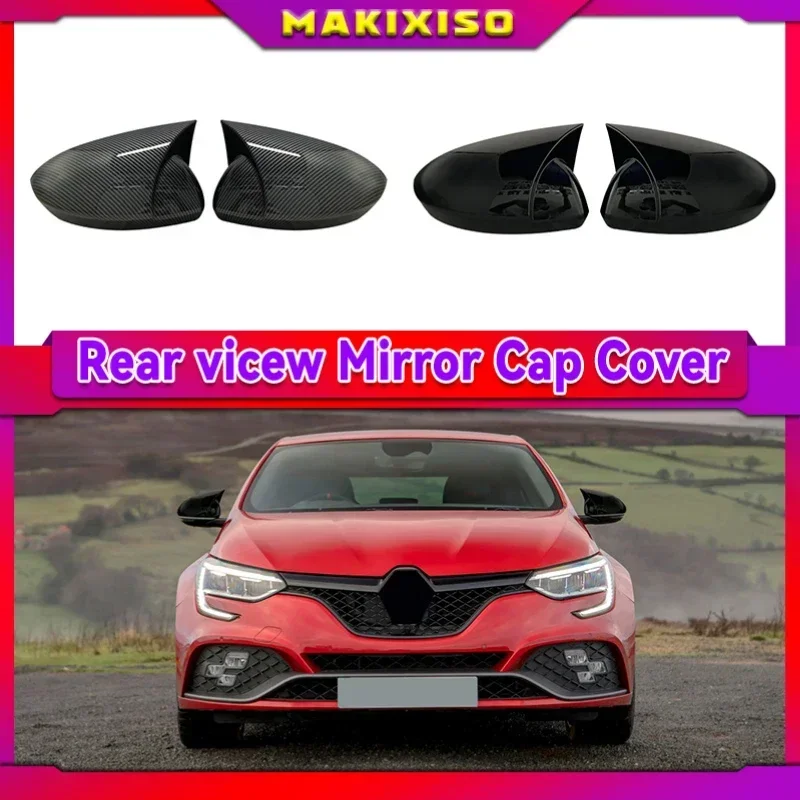

For Renault Megane 4 2016 2017 2018 2019 2020 Mirror Cover Accessory Bright Black Case CAR Shield