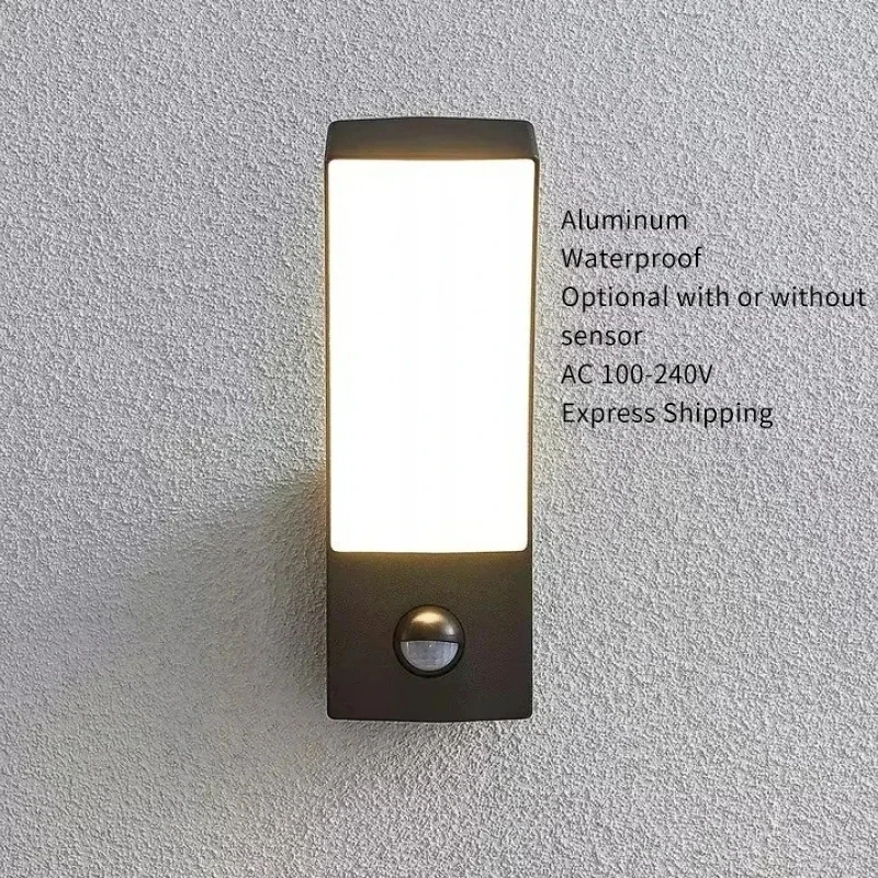 PIR Motion Sensor Wall Light, IP65 Waterproof LED Outdoor Sconce with Aluminum Frame, Security Lamp for Garden Villa Patio