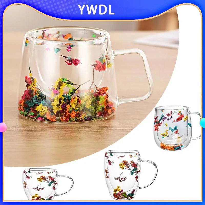 YWDL-Tasse en verre à double paroi avec poignée, 180 ml, 250 ml, 350 ml, 400ml, thé, lait, jus, verres, festival, standard, tasses à café, fête,