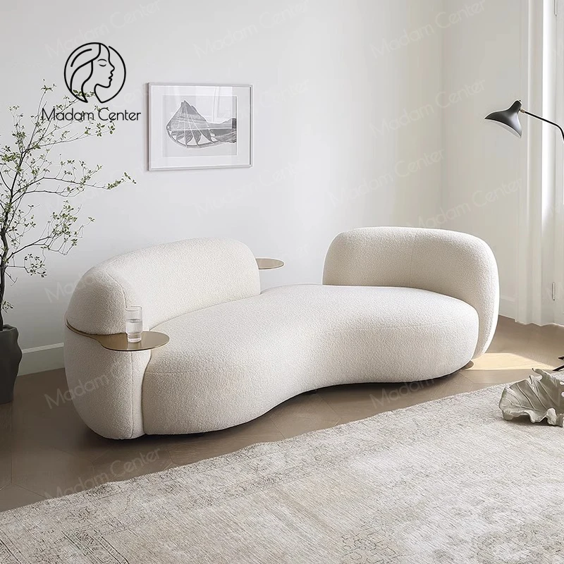 Madamcenter Nordic Modern Circular Arc Curved Sofa Set Tufted in Velvet for Hotel Club Living Room Reception Wood Material