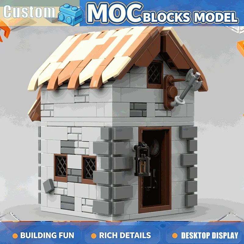 NEW 573PCS Rustic Medieval Cottage Building Blocks DIY Assembly House Model Timber Roof Creative Architecture Display Gift Toy