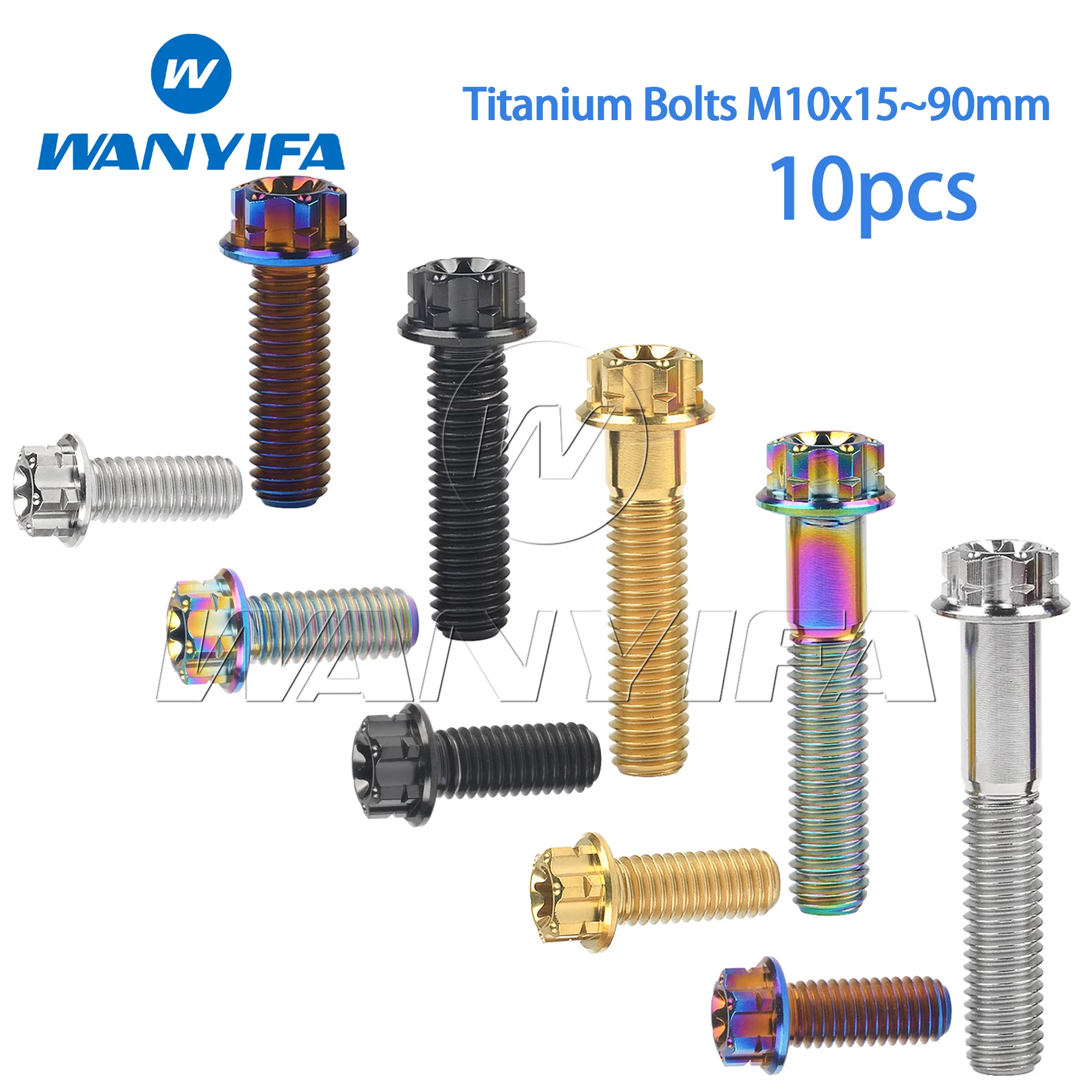 

Wanyifa Titanium Bolts M10x15~90mm Small Flange Flower Head Screw Pitch 1.25/1.5mm for Motorcycle Parts 10pcs