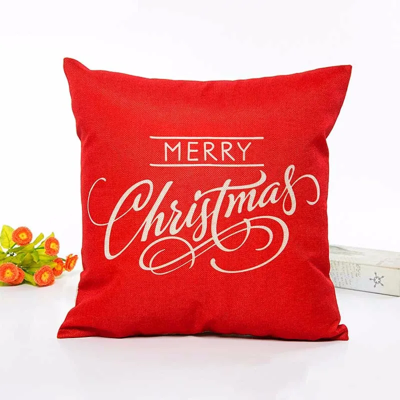 

Stock Xmas Pillowcase cover Christmas Decorations For Home Tree Santa Claus Flax Linen Cushion Cover Set Red Pillow Case