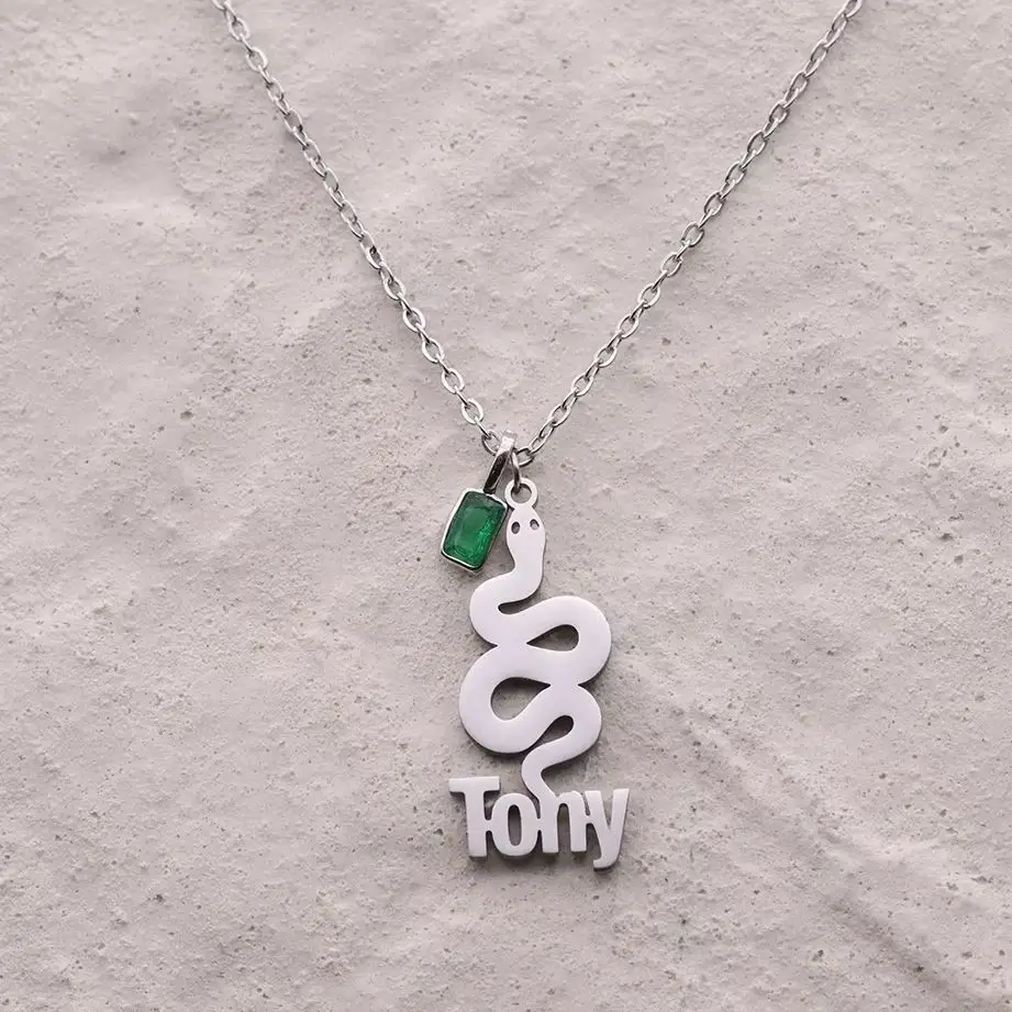 

Ожерелье с подвеской в виде змеи Chandler Custom Name Edgy Winding Snake, из нержавеющей стали, модное ювелирное украшение с серебряным и золотым покрытием, подарок для вечеринки