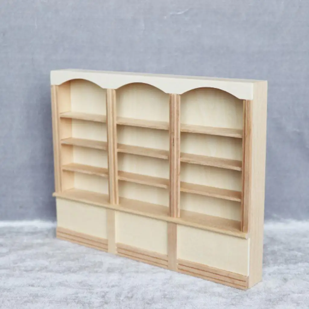 ชั้นวางของทำจากไม้แฮนด์เมด ขนาด 1/12 สำหรับบ้านตุ๊กตา อุปกรณ์ตกแต่ง DIY