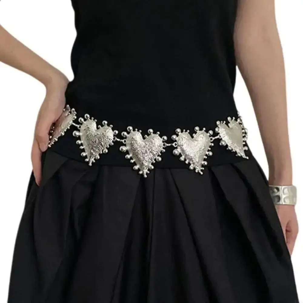 새로운 금속 허리 벨트 체인 고딕 체인 디자인 파티 의상 벨트 실버 조정 가능한 카우보이 쥬얼리 벨트 의상 액세서리