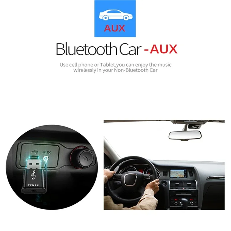 

USB Bluetooth 5.0 Adapter Transmitter Receiver 2 in 1 3.5mm AUX Stereo Wireless Bluetooth Adapter For wireless earphone MP4 MP3