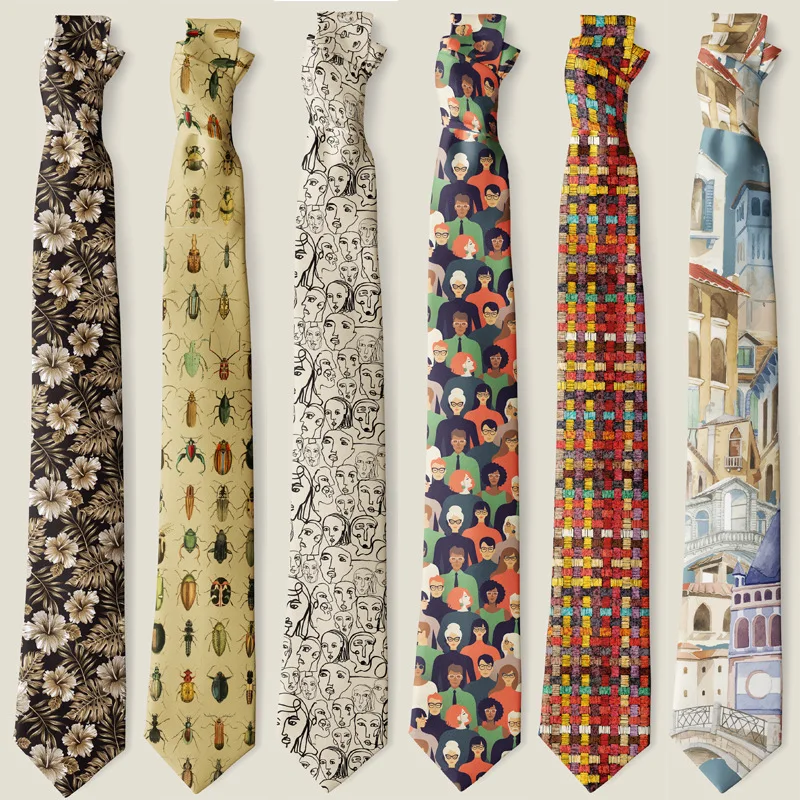 2025 primavera Original nueva corbata estampada de 8cm Retro Ins edición amplia para hombres y mujeres corbata de Animal informal Vintage