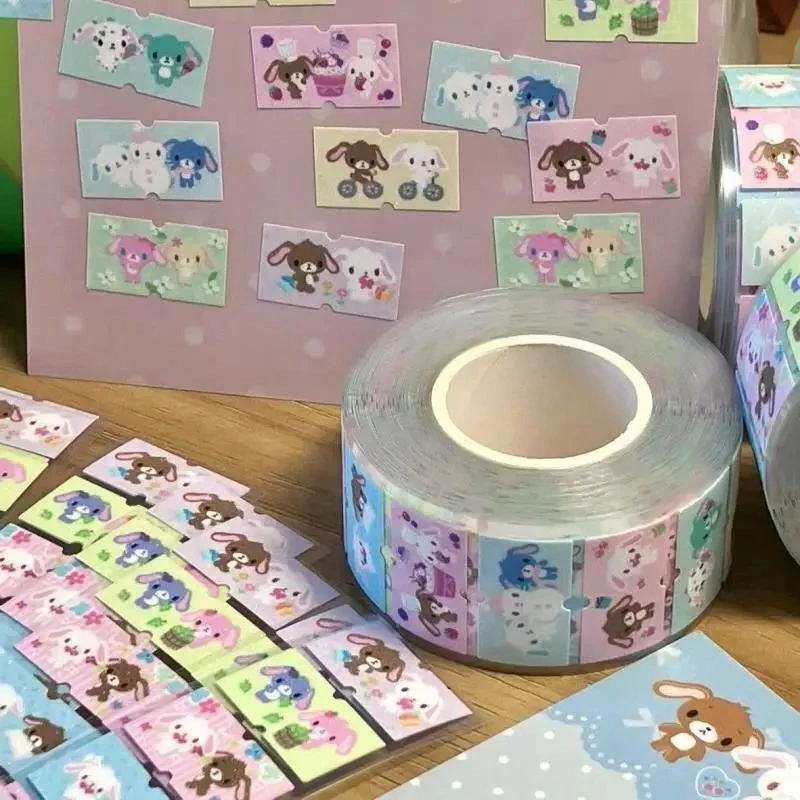 500 قطعة/لفة ملصقات زخرفية، ملحقات إبداعية - ملصقات ملاحظات يدوية بتصميم أرنب السكر كاواي #1