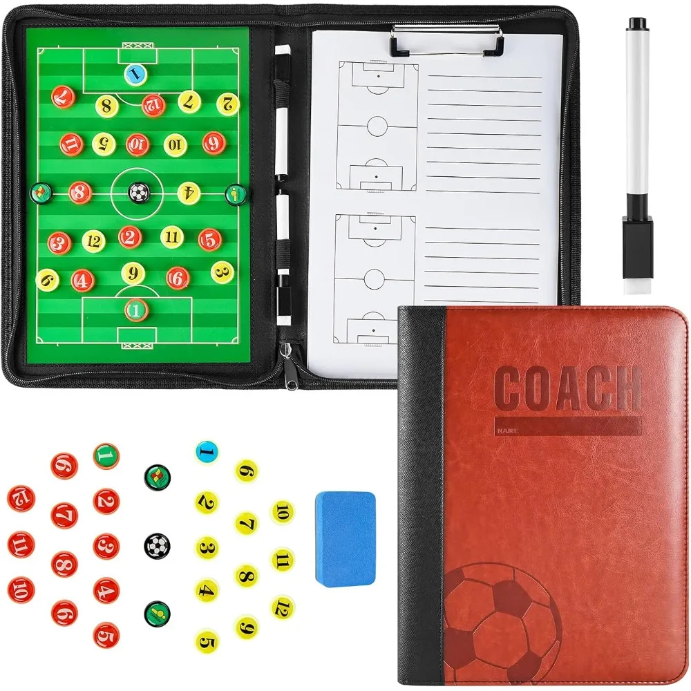 

Soccer Coaching Tactics Board, Portable Soccer Clipboard Soccer Football Coach Board with Player Markers, Pen and Eraser