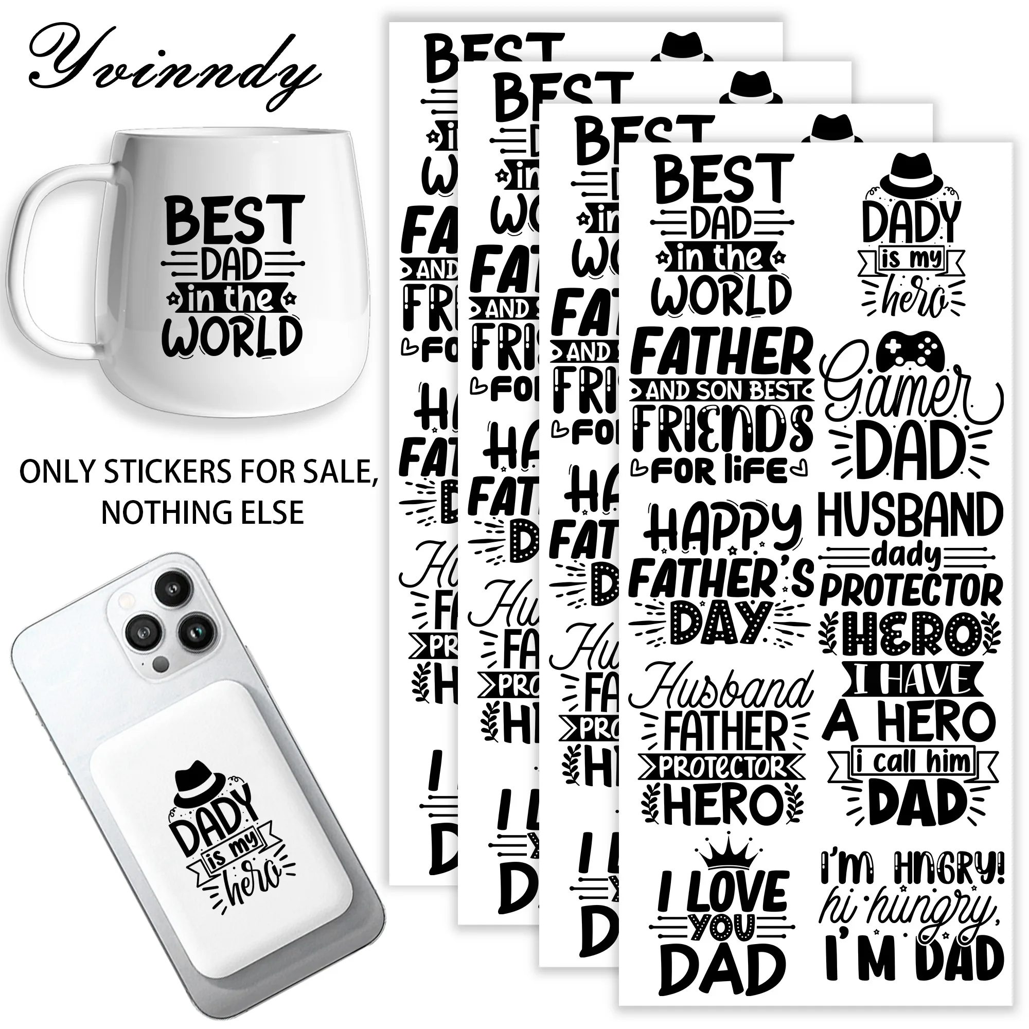 40 Stück/Set Beste DaD UV DTF DIY Transferaufkleber für Tassen, Computer, Scrapbooks, etc., Beliebte Kreative Aufkleber zum Selbermachen