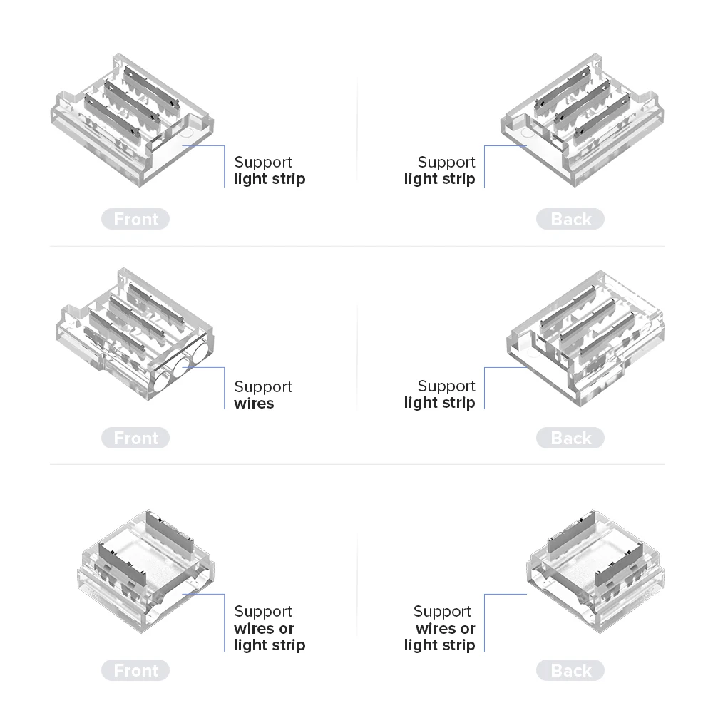 SK6812 WS2811 FCOB 12pcs Transparent Solderless Cover Connector 15cm Wire DIM CCT RGB WS2812B 5050 RGBW RGBCCT LED Strip 2-6 PIN