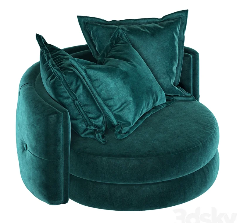 Solid Wood Frame Convertible Sofa COOLMORE Contemporary Velvet Round Swivel Barrel Accent Chairs With Movable Pillow Backrest