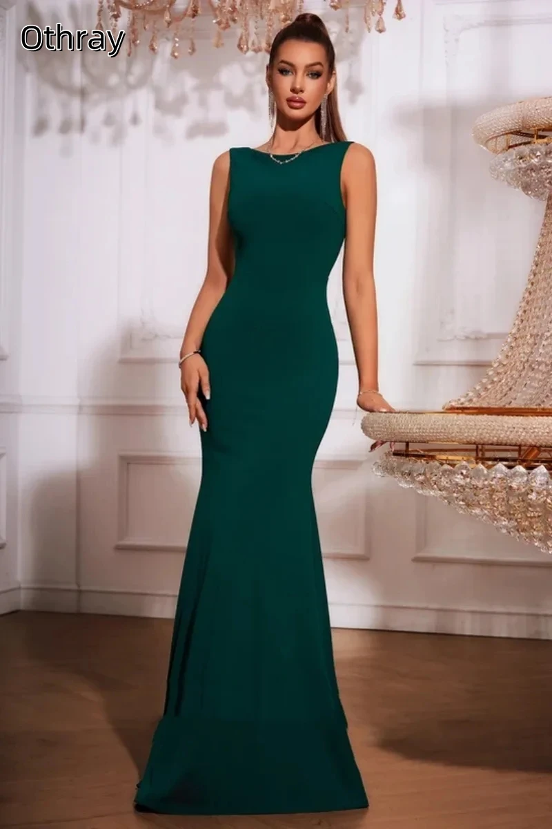 Ruches Avondjurken Satijn Vloerlengte Mouwloos Elegante Galajurken Zeemeermin Ruglooze Op maat