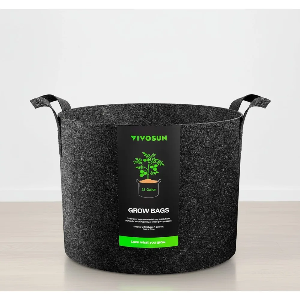 

10-Pack 25 Gallon Grow Bags, Heavy-Duty Fabric Plant Pots for Gardening with Reinforced Handles