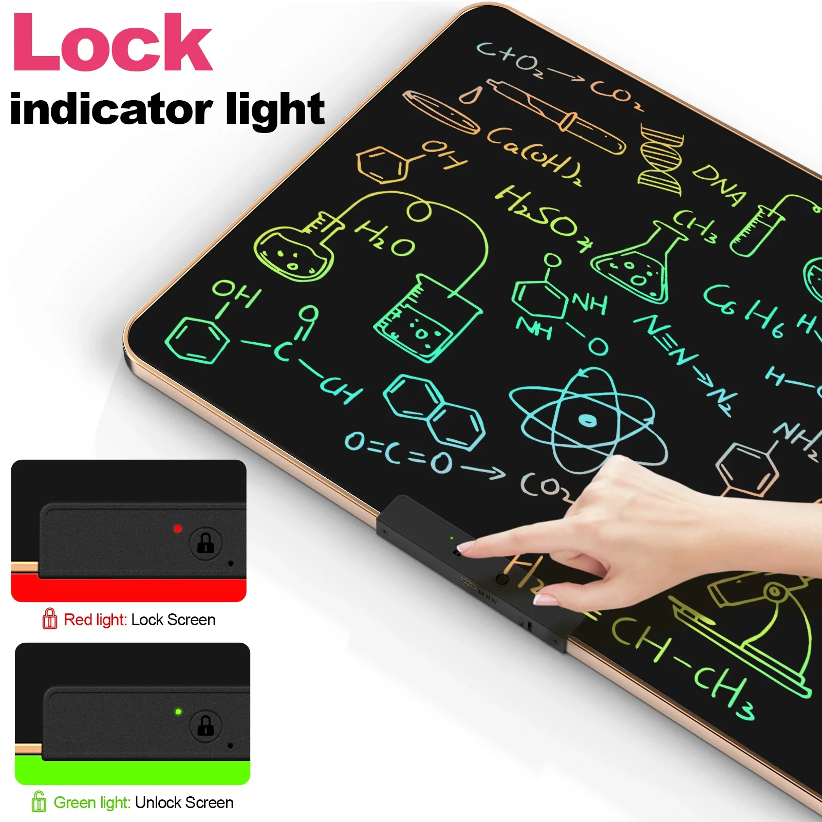 แท็บเล็ตเขียน LCD แบบชาร์จไฟได้ ขนาด 16 นิ้ว กระดานวาดภาพสีสันสดใสสำหรับเด็ก ของเล่นเสริมการเรียนรู้สำหรับโรงเรียนและบ้าน