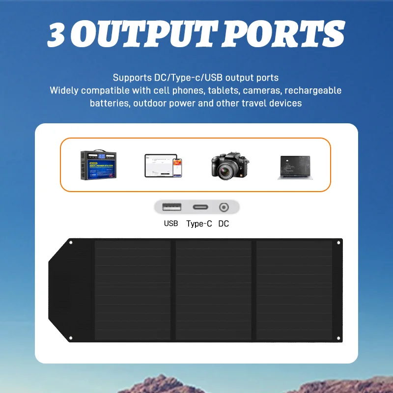 Vanpa 100W Opvouwbare Zonnepaneellader Voor Krachtcentrale Dc/Type-C/Usb-Uitgang Voor Mobiele Telefoon Kamperen Noodgeval