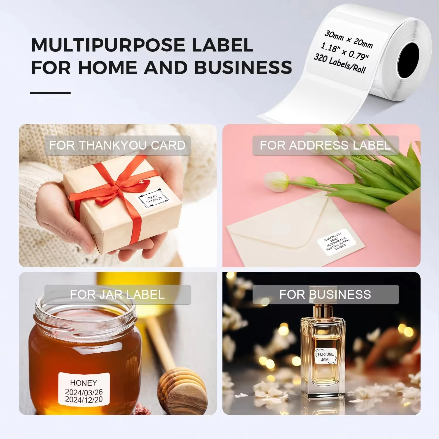 Premium Thermal Labels 30x20mm - Glossy Waterproof Stickers for Business Barcodes & Product Packaging