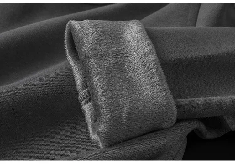 Winter-Herren-Langarm-T-Shirt, Fleece-gefüttert, verdickt, nicht entflammbar, samtig, warm, Rundhals-Unterhemd, lässig, atmungsaktiv. – Detail 9