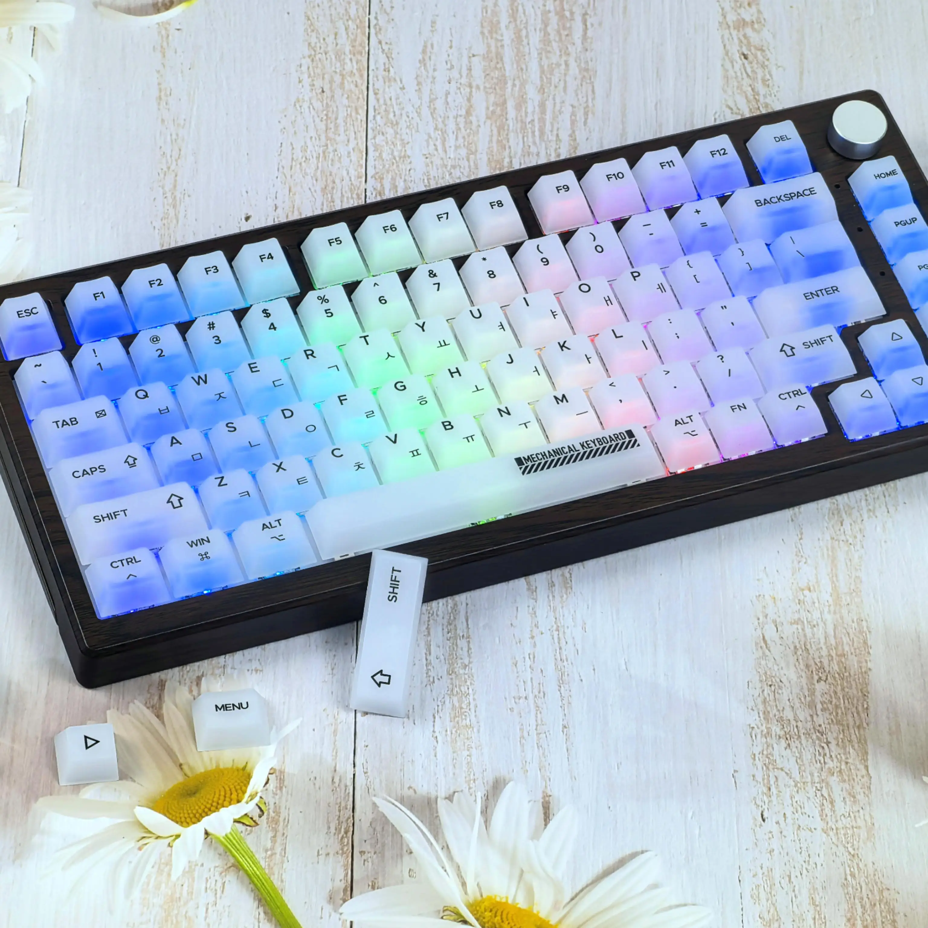 

Korean Keycaps Milky White Frosted Fog Transparent Matte PC Keycap Set DIY Mechanical Keyboard Cherry Profile Hangul Key Caps