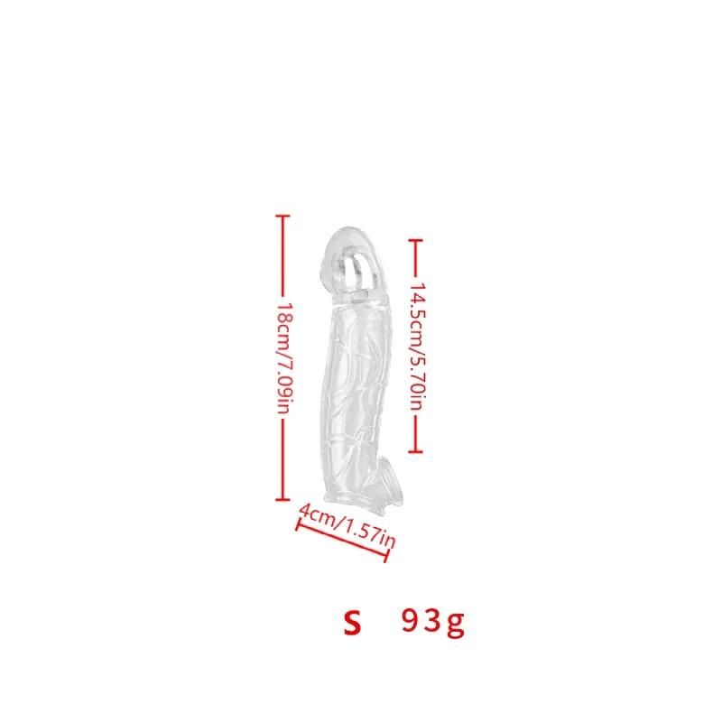 3 Size Reusable Penis Sleeve, Soft Clear Cock Sleeve Penis Extender Adult Sex Toys for Men Women, Durable Penis Enlarger Male - view 5