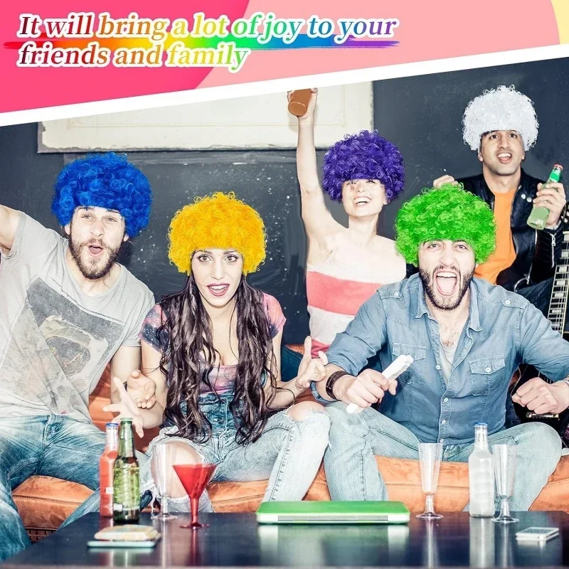 انفجار شعر مستعار غطاء رأس مهرج ، شعر مستدير مجعد ، شكل كرنفال ، شكل تأثيري ، فستان رائع ، تزيين قبعة الحفلات ، 1 * *