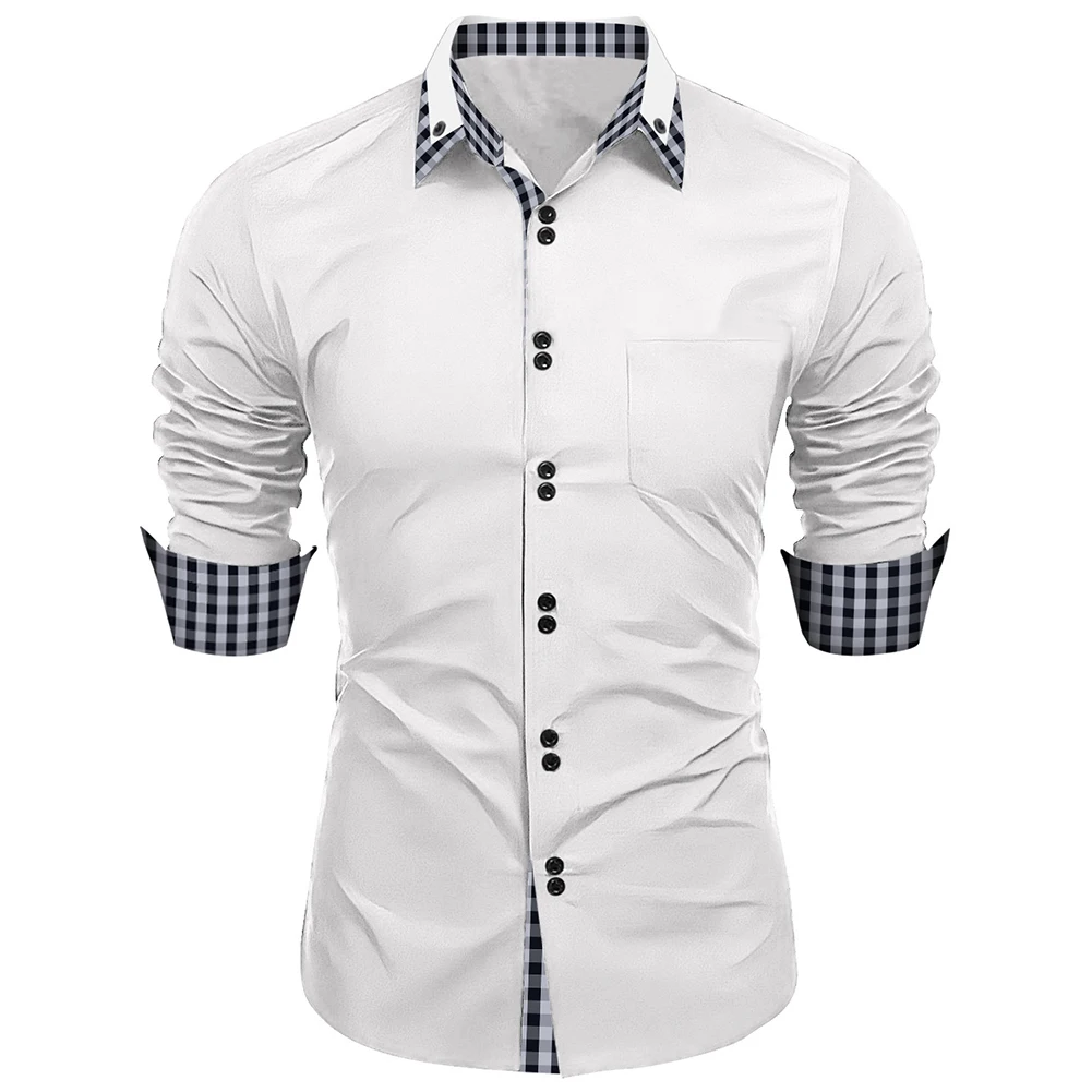 

Comfortable Casual Daily Mens Shirt Blouse Tops Button Down Casual Collared Fit Formal Four Seasons Long Sleeve