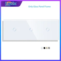 Bingoelec DIY Wall Touch Switch Only Crystal Glass Panel 228mm 3/6/9/12 gang Pearl White Black Golden Grey Glass Frame DIY-Parts