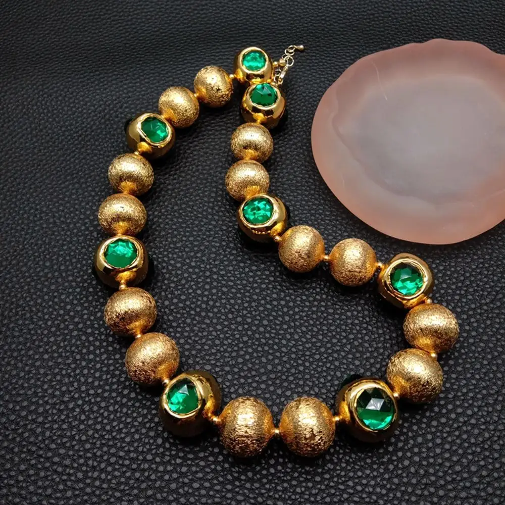 

Y·YING Green Crystal Gold Plated Choker Lariat Necklace Beaded Statement Jewelry Gift