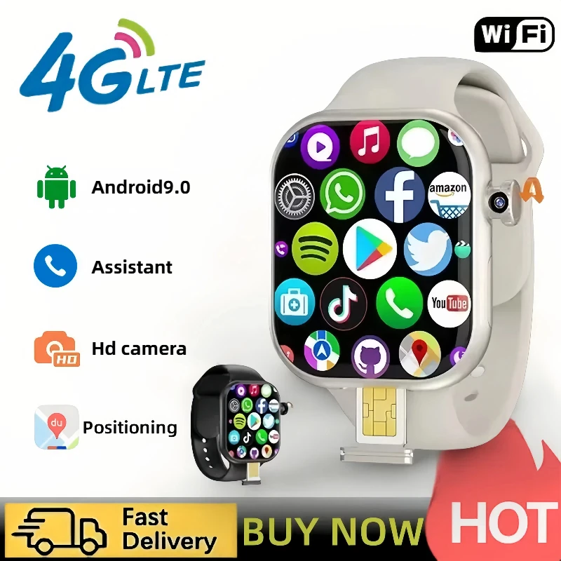 

VP29 5G Смарт-часы с ОС Android 10.0 2,29 дюйма Amoled Вращающаяся камера GPS WIFI NFC Магазин Google Play