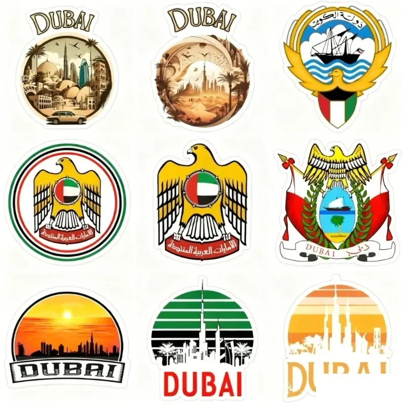 Insignia escénica de los Emiratos Árabes Unidos de Dubái, pegatina de vela para coche, pegatina de Dubái, velero, Hotel, aleación de los Emiratos Área escénica Burj Khalifa, pegatina decorativa