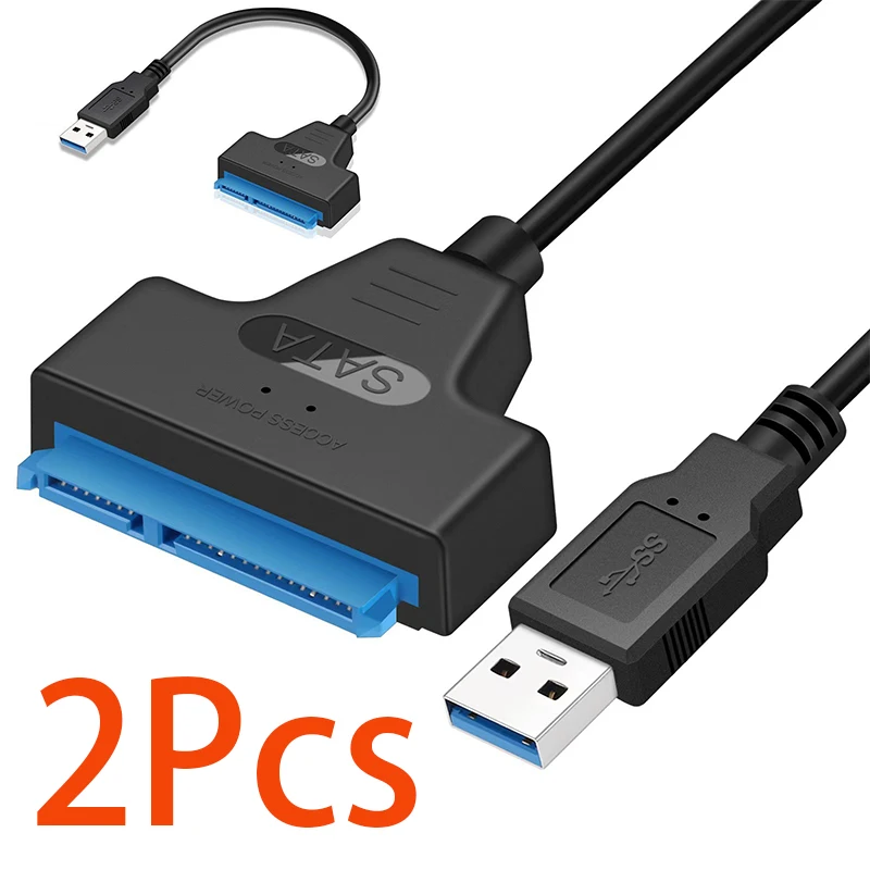 2Pcs USB3.0/USB2.0 easy drive cable SATA to USB connecting 2.5 inch SSD hard disk cable