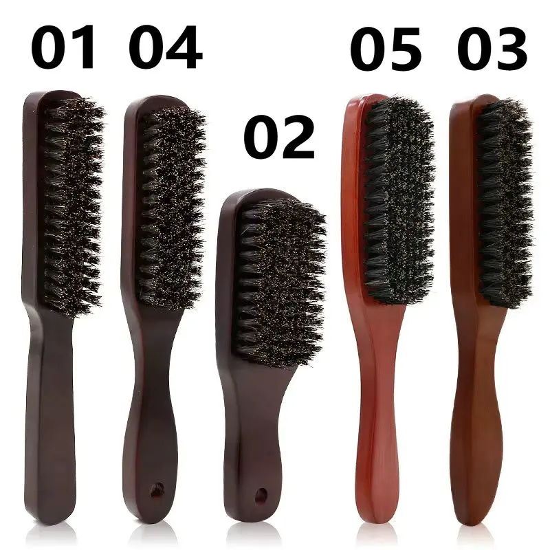 فرشاة اللحية ذات شعيرات الخنزير الصلبة الطبيعية، فرشاة تنظيف شعر الوجه للرجال، فرشاة تصفيف الشعر، فرشاة تصفيف الشعر الاحترافية