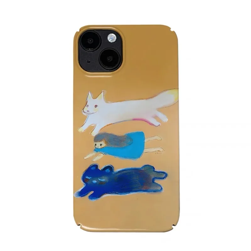 

Orange Cat and Dog Art Illustration Phone Case for IPHONE 16ProMax 15 14 13 12 11 Plus Acrylic TPU Two in One Mobile Phone Cases