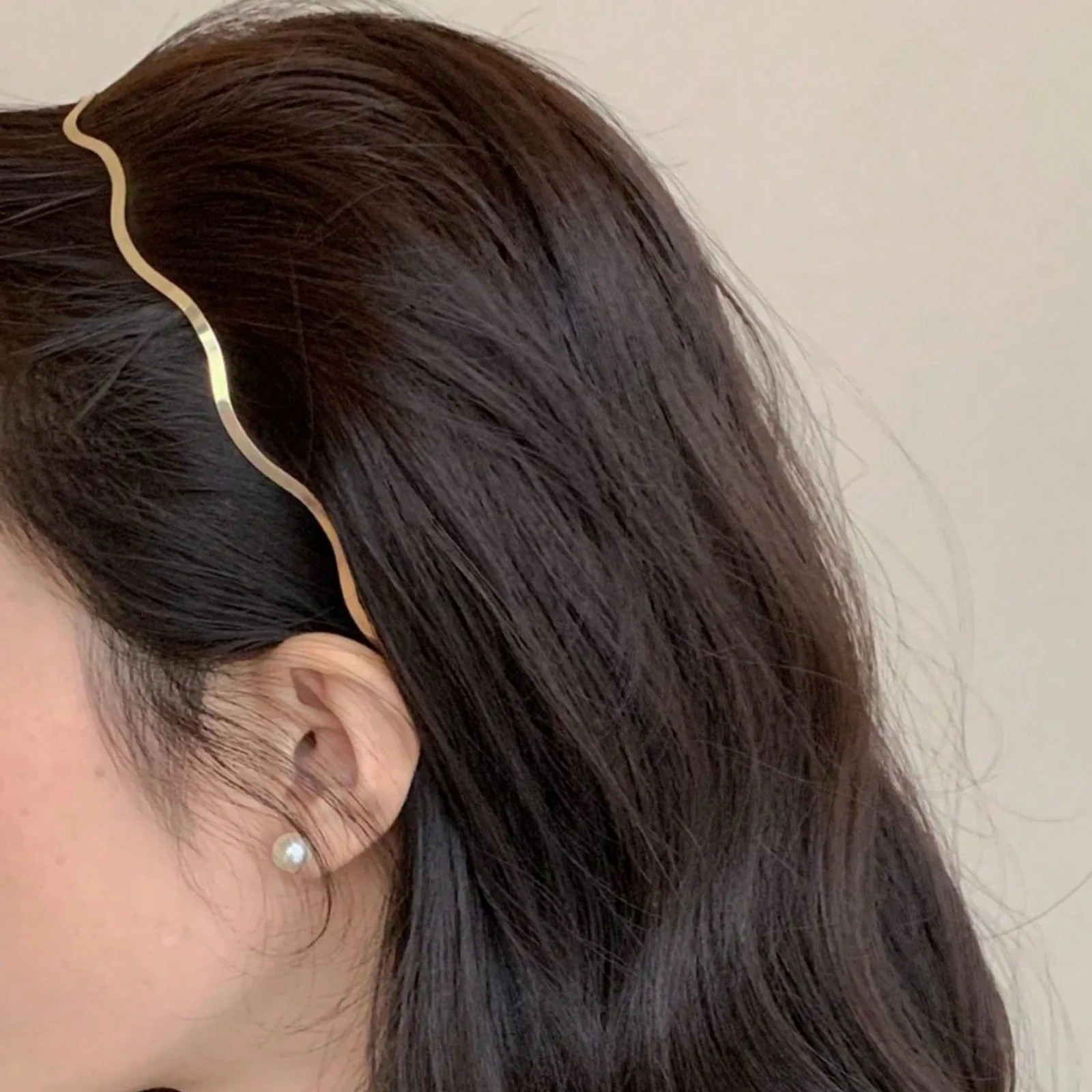 3PCS Damen Metall Gold Thin Wave Stirnbänder, minimalistische und praktische Bang Haarbänder, ultra-minimalistische elegante Haar-Accessoires ( – Detail 2
