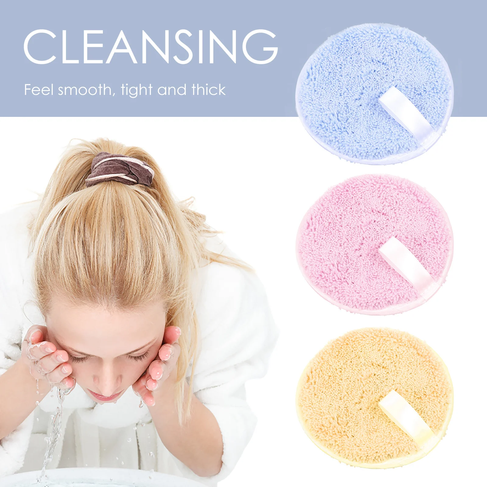 3Pcs Rounded Makeup Puff Face Cleaning Comfortable Applicators Soft Durable Powder Puff for Sensitive Skin Use