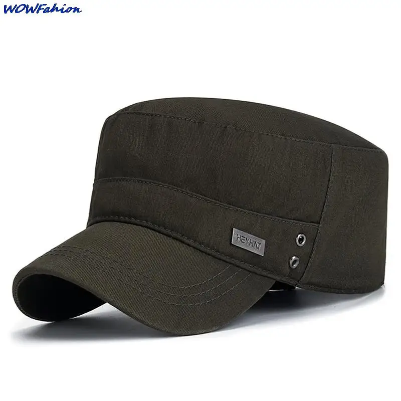 Military Cap For Men Women Classic Cotton Flat Caps Outdoor Sun Protection Casual Hat Retro Army Cadet Style Hat